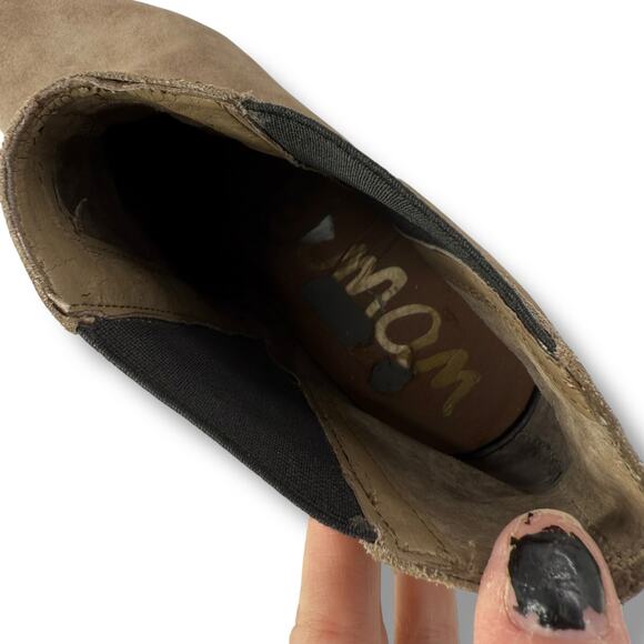 Sam Edelman Booties Size 7 Morillo Tan Suede Low Heel Brown Round Toe Pull On - Picture 8 of 8